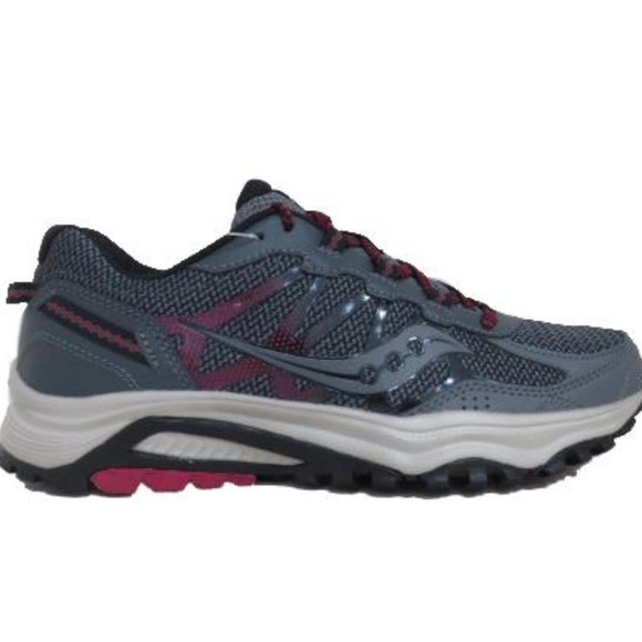 BNWT Saucony Grid Escape TR5 Hiking Trail Running Shoes - Charcoal/Cherry - Picture 1 of 5